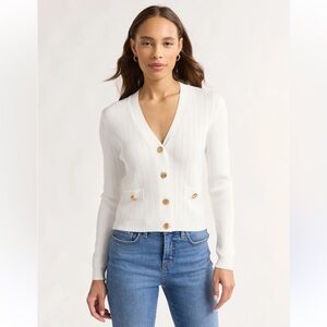 Sofia Jeans Ribbed Button Cardigan White Size 20 Like New